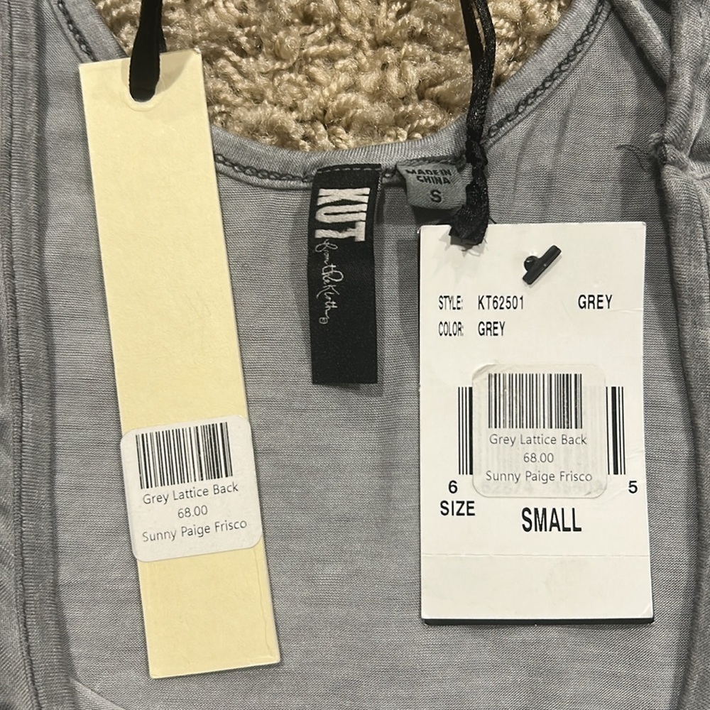 NWT KUT FROM THE KLOTH LATTICE TOP small Gray - Picture 6 of 7